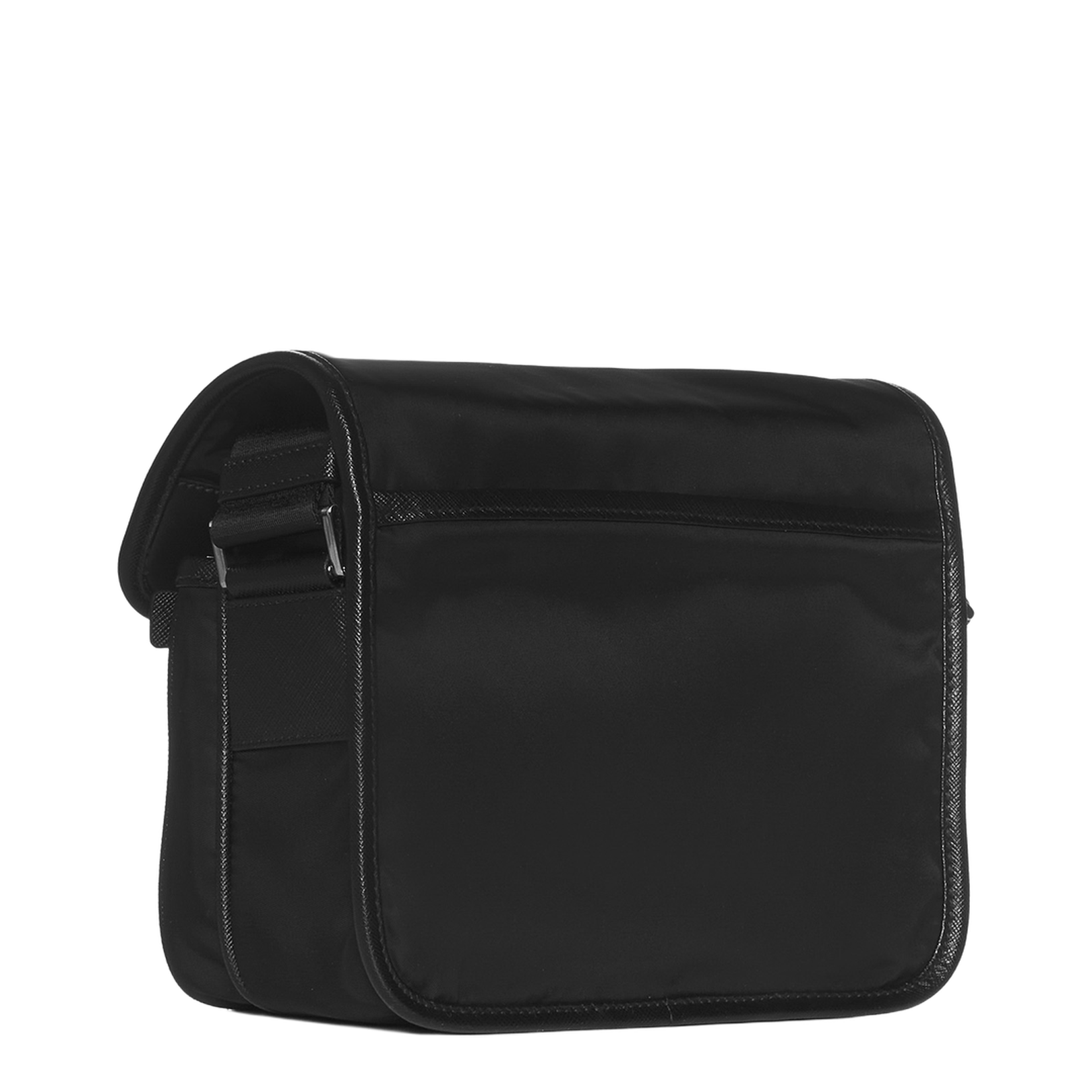 Black Re-Nylon and Saffiano Leather Shoulder Bag