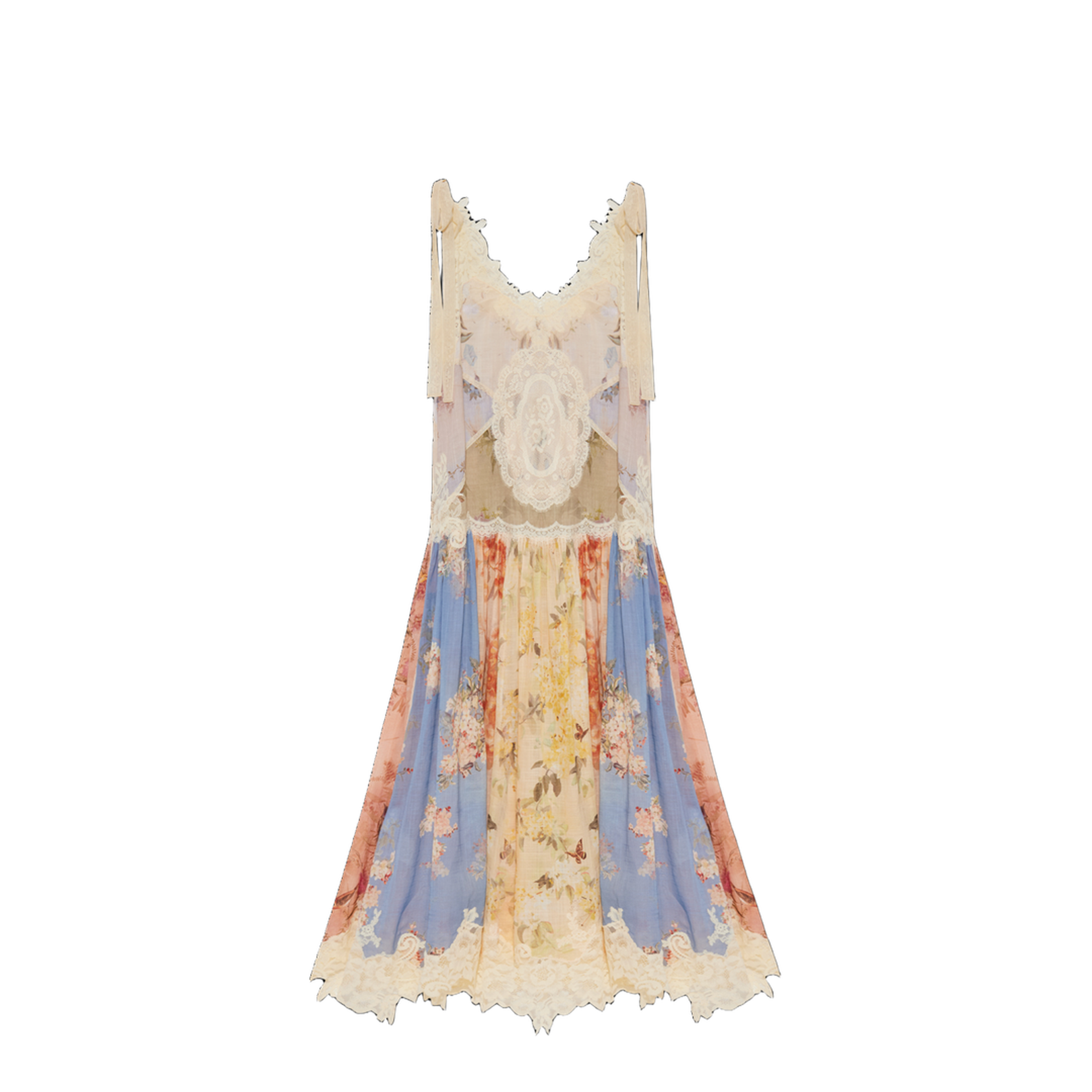 Dress with lace inserts