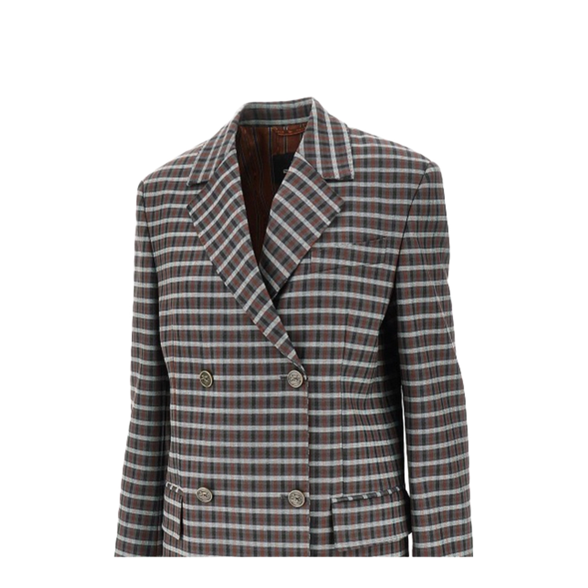Double-breasted jacket in multicolored fabric