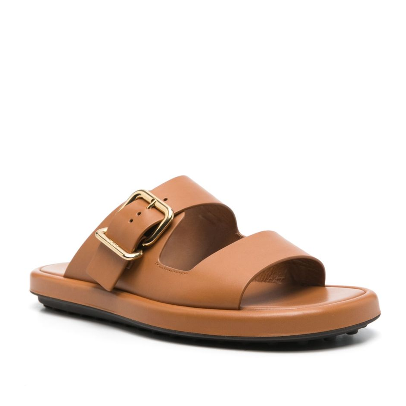 Cognac Brown Buckle Strap Sandals