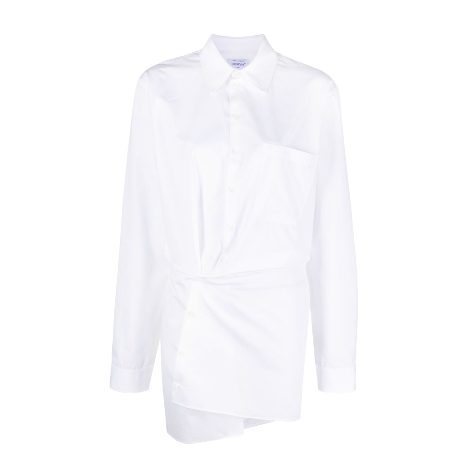 Asymmetric Cotton Shirt Dress in White