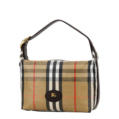 Coated Canvas Handbag With Check Pattern