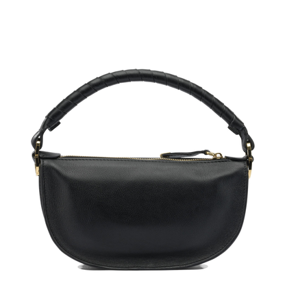 Marcie Mini Calfskin Saddle Bag - Black