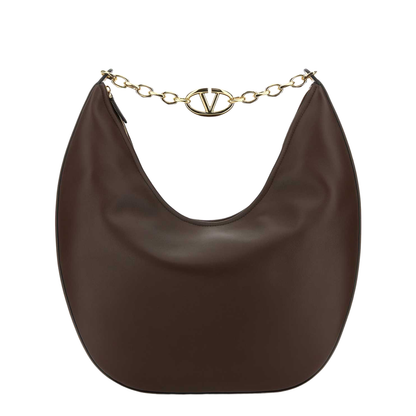 Brown leather medium VLogo Moon shoulder bag