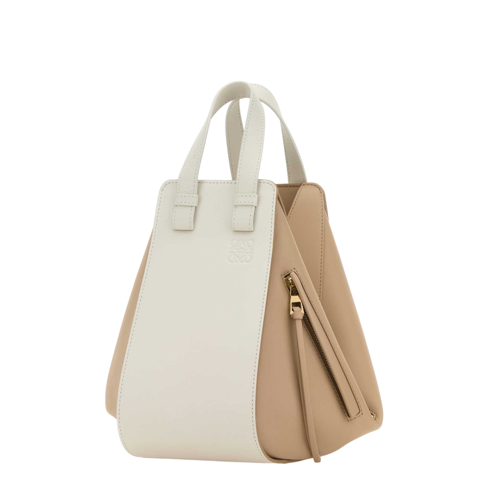 Two-Tone Leather Small Hammock Handbag