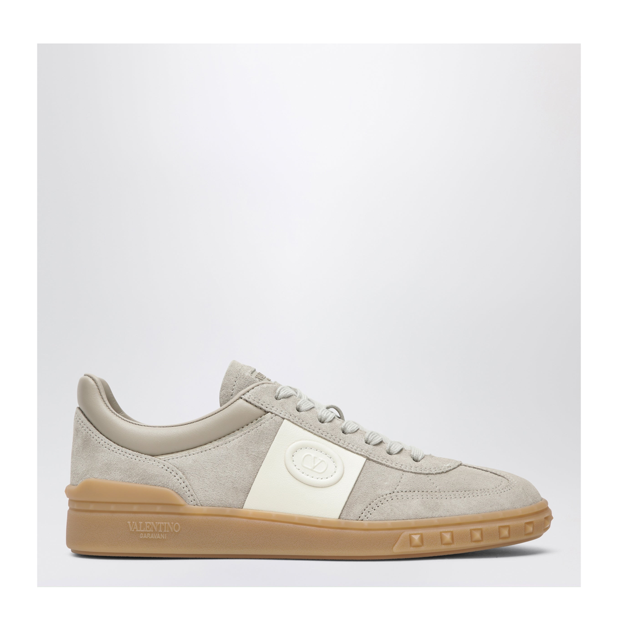 Upvillage Mixed-Material Sneakers in Beige and Ivory