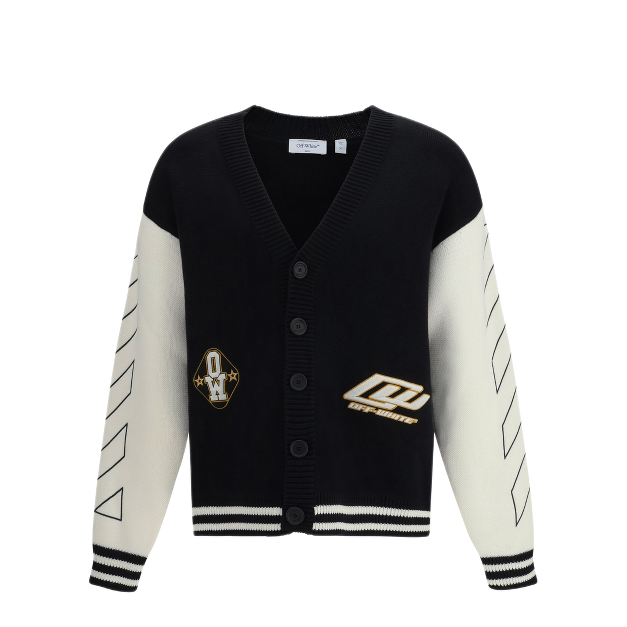 MAYFEYR - Off-White - Star Logo Diagonal Varsity Cardigan - 44MHB019S26K0020010001
