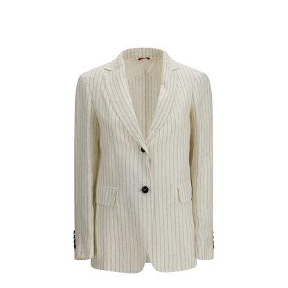 MAYFEYR -  - Single-Breasted Pinstriped Linen Blazer - 2616041012600