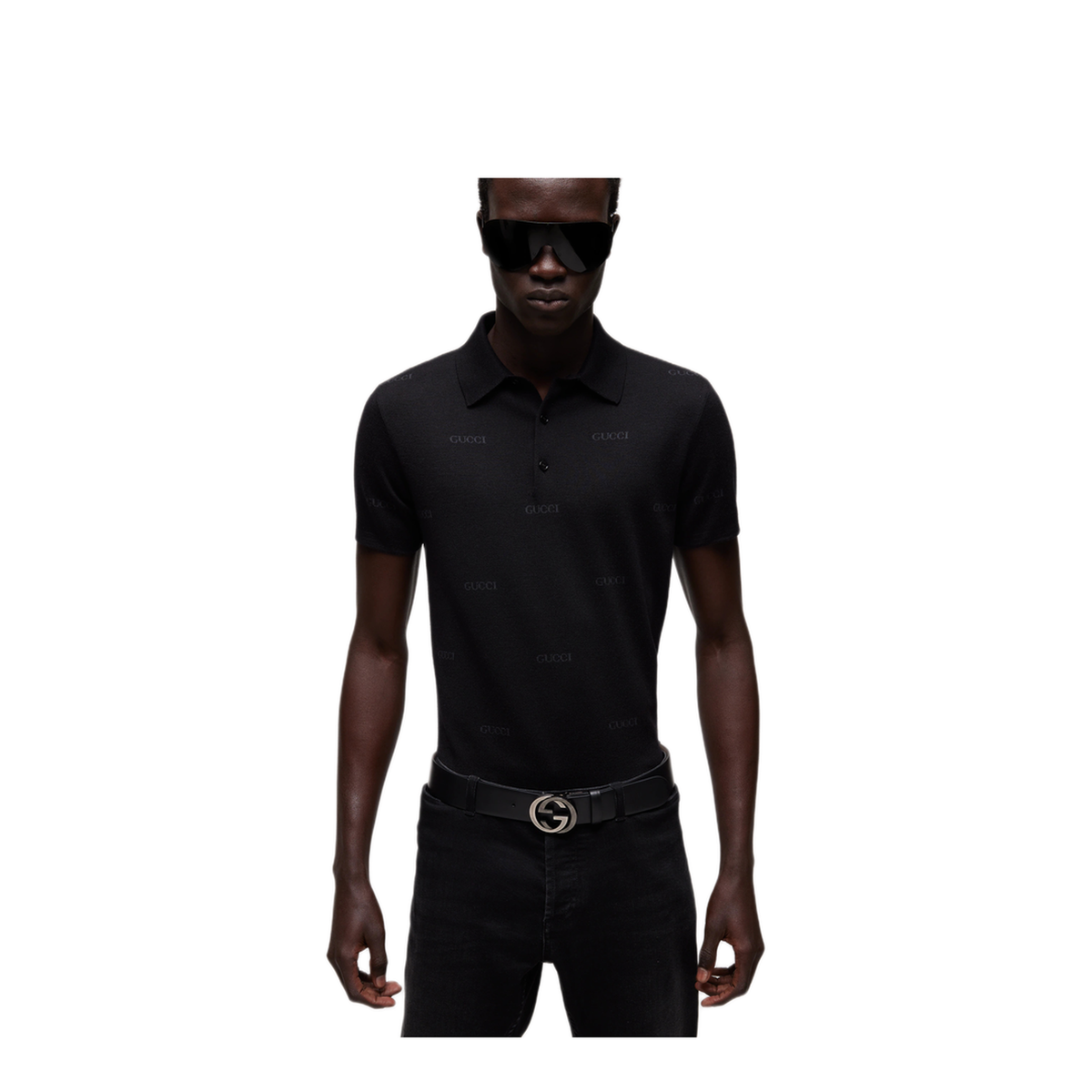 Jacquard Wool And Silk Polo Shirt