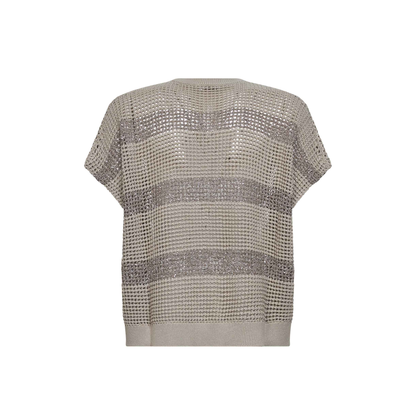 Striped Cotton Knitted Sweater - Beige