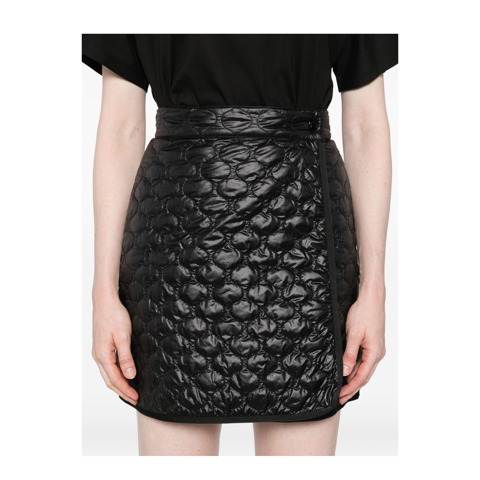 Black Square-Quilted Padded Mini Skirt