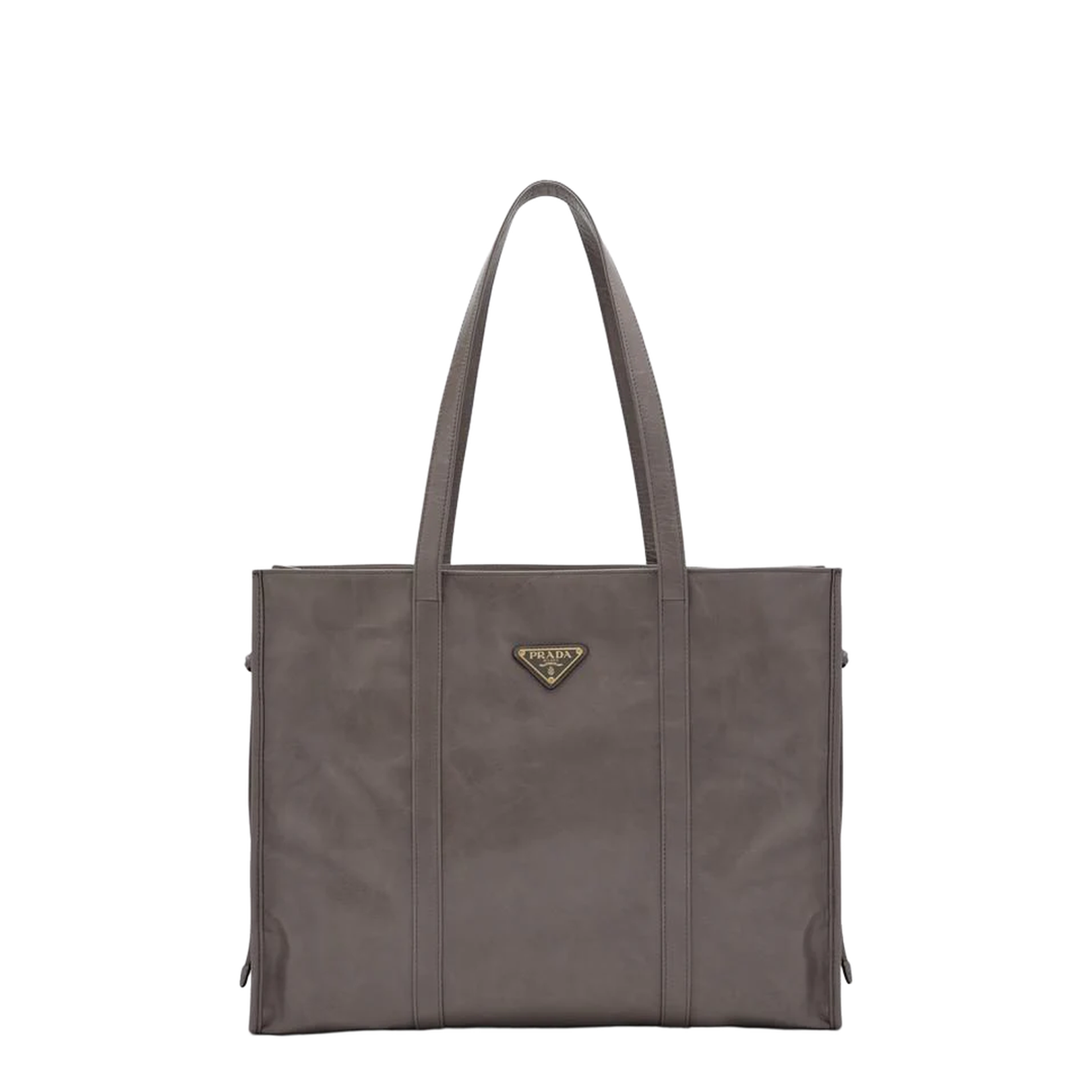 Large Grey Shiny Leather Shopping Bag