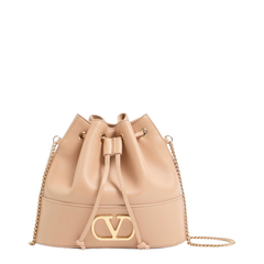 VLogo Signature Mini Nappa Leather Bucket Bag - Light Ivory