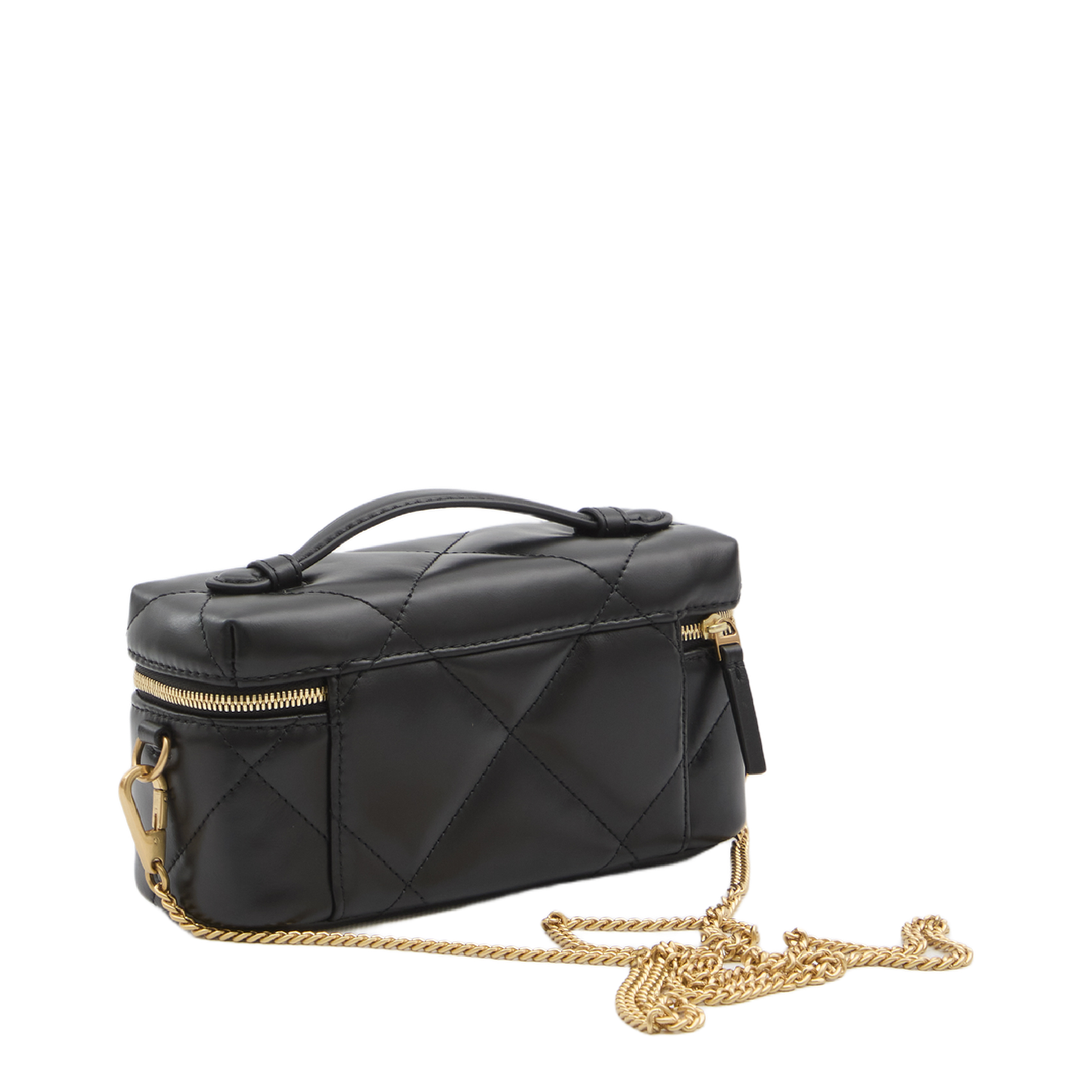 Kira Diamond Quilt Vanity Case - Black