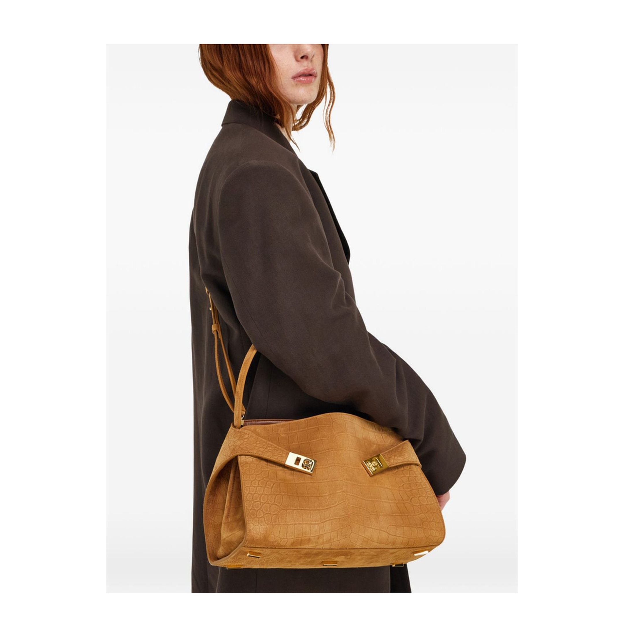 Hug Medium Eel Skin Shoulder Bag - Black