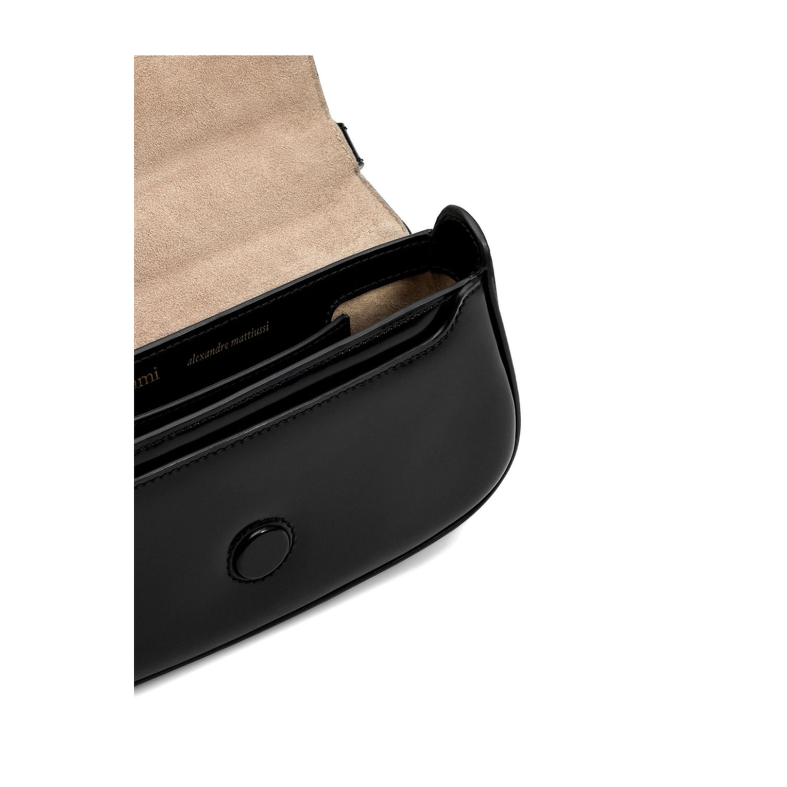 Black Glazed Leather Small Crossbody Bag