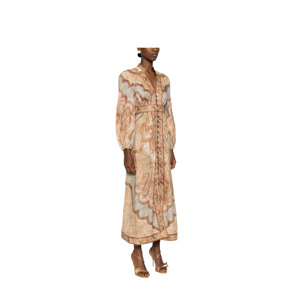 MAYFEYR - Zimmermann - Wanderlust Plunge Linen Midi Dress - 5753DRS262