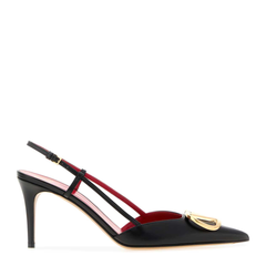Black Leather Vlogo Signature Pumps