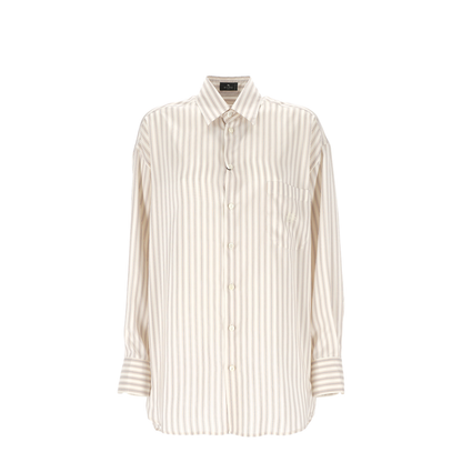 Logo Embroidery Striped Shirt