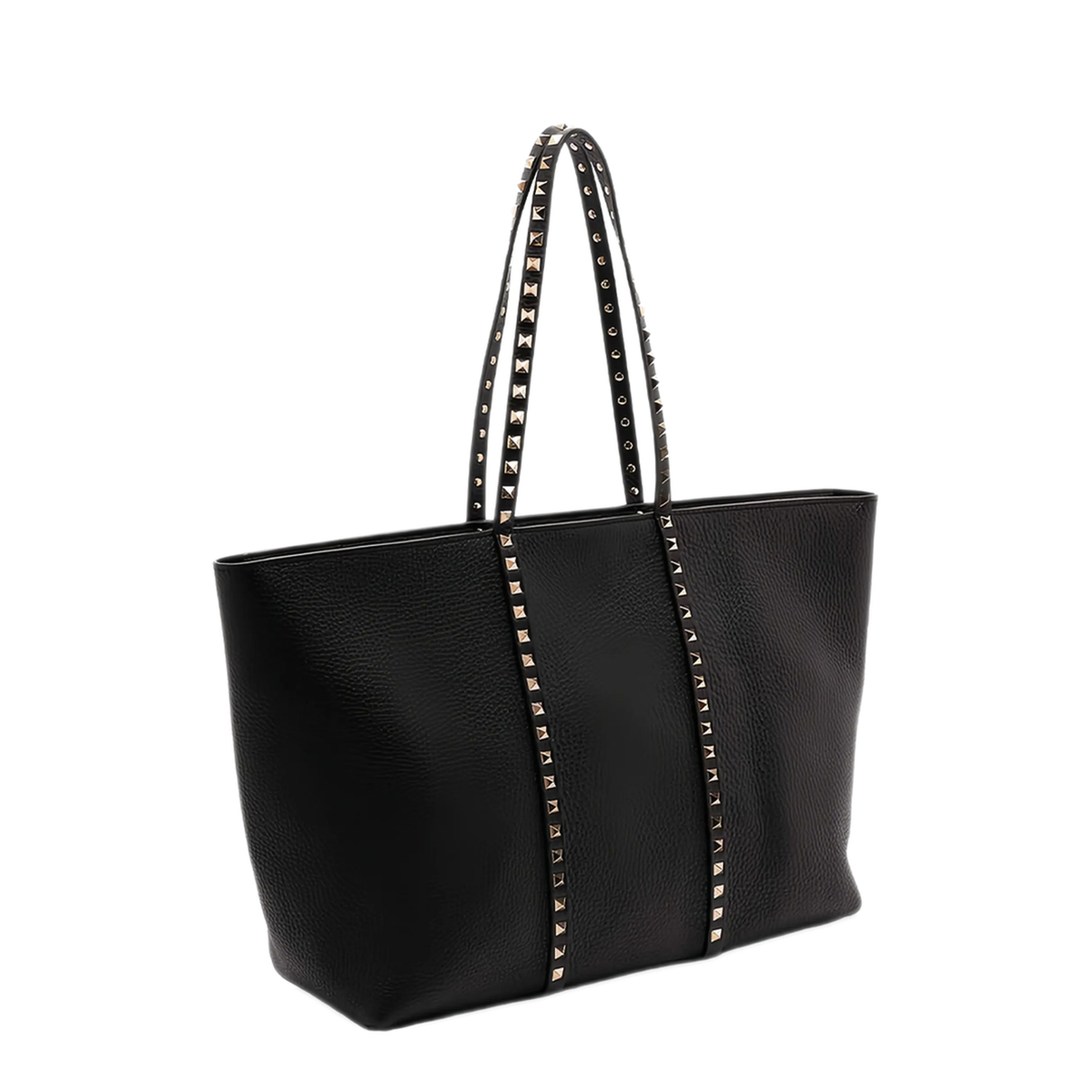 Rockstud Medium Calfskin Shopping Bag - Black