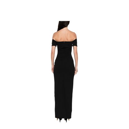 Black Long Dress With Off-The-Shoulder Design