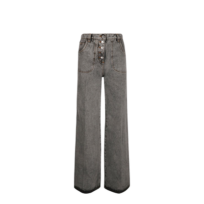 Wide Flare Leg Multi-buttons Jeans