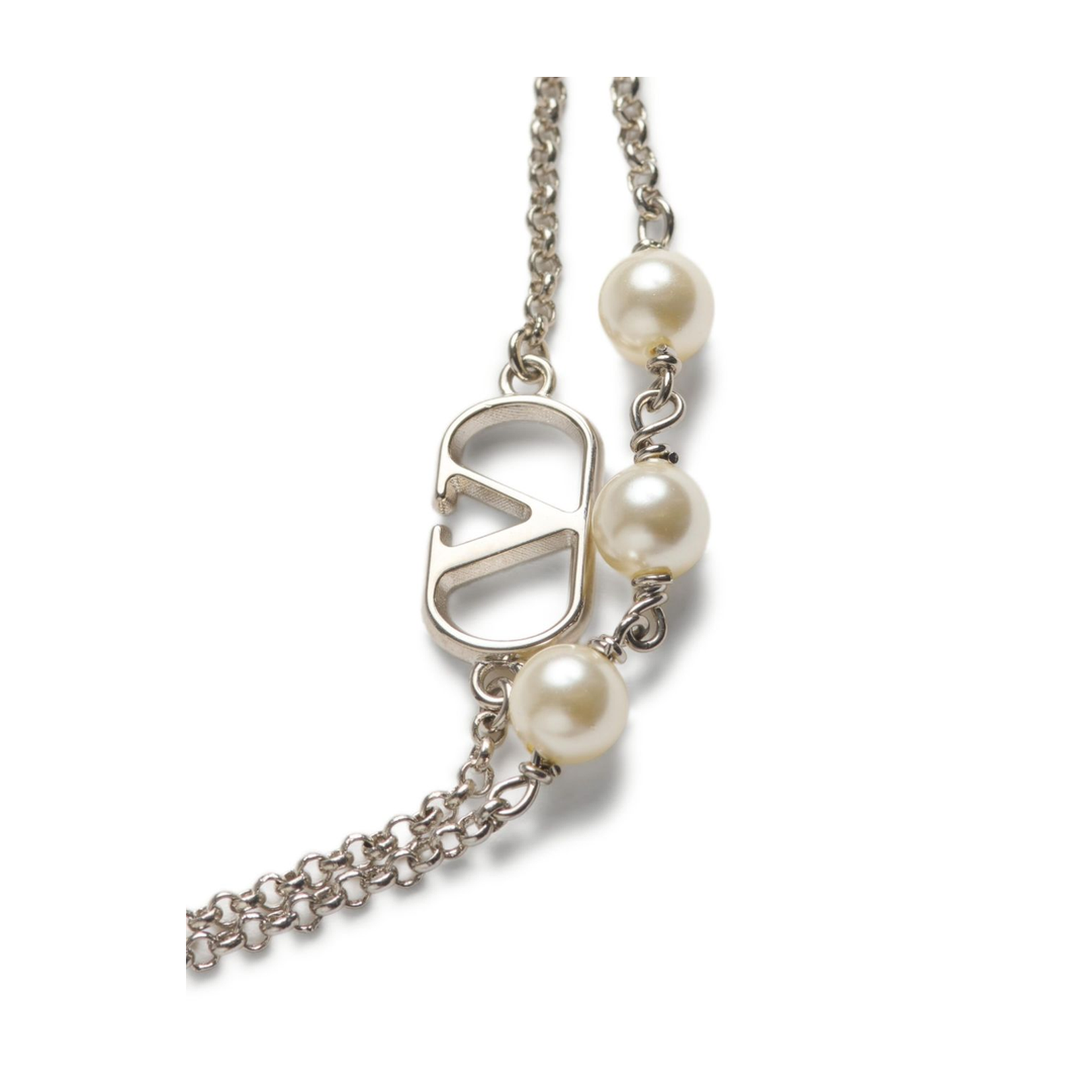 Vlogo Signature Metal Bracelet With Swarovski Pearls