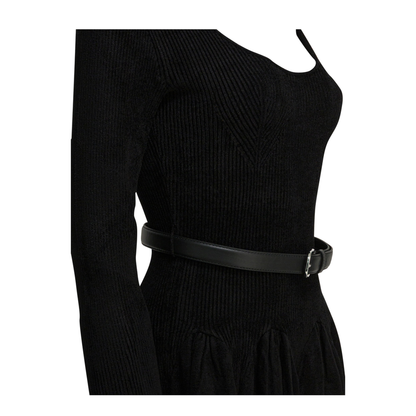 MAYFEYR - Self Portrait - Knitted Flared Dress - AW25029SBBLACK