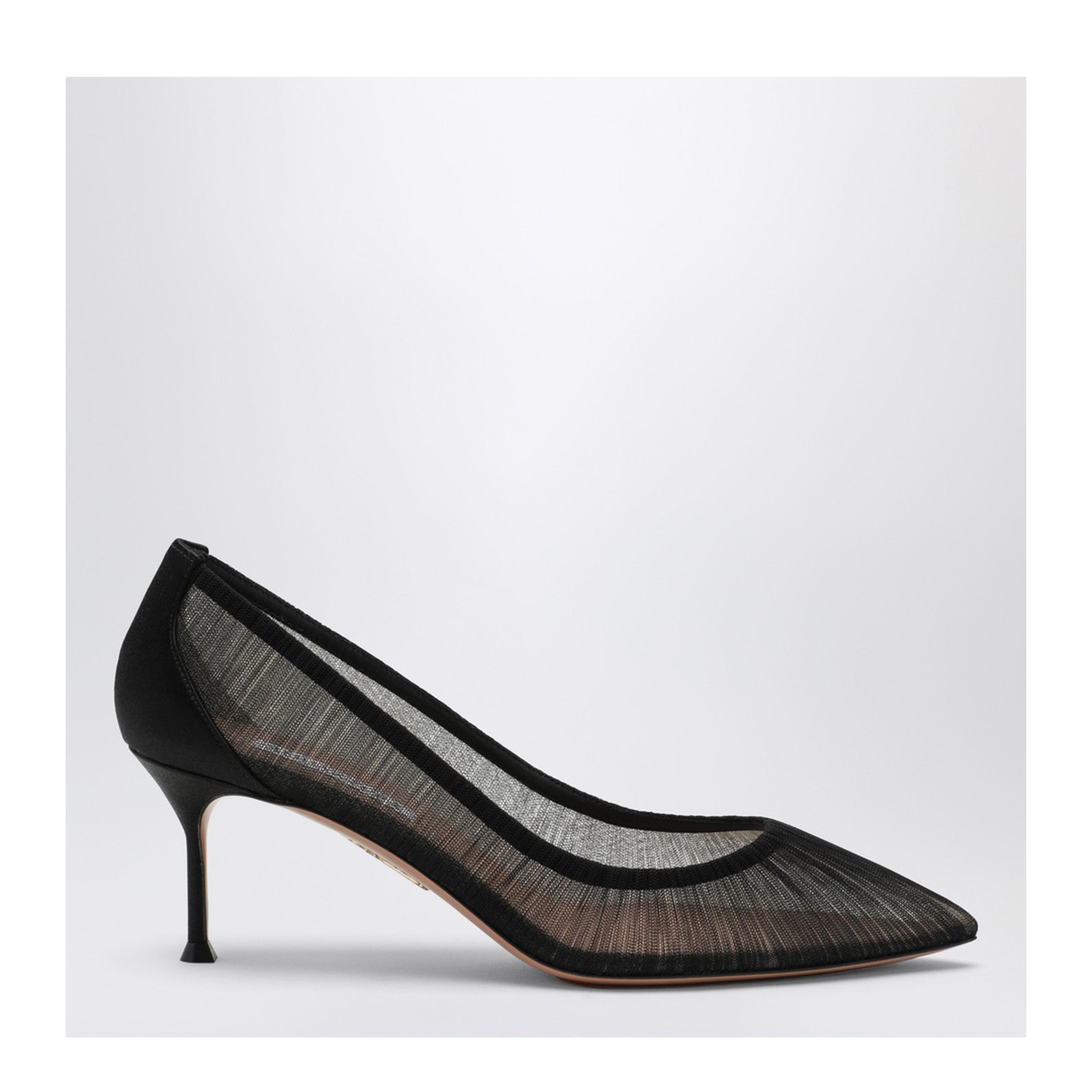 Voile Black Pumps in Satin and Mesh