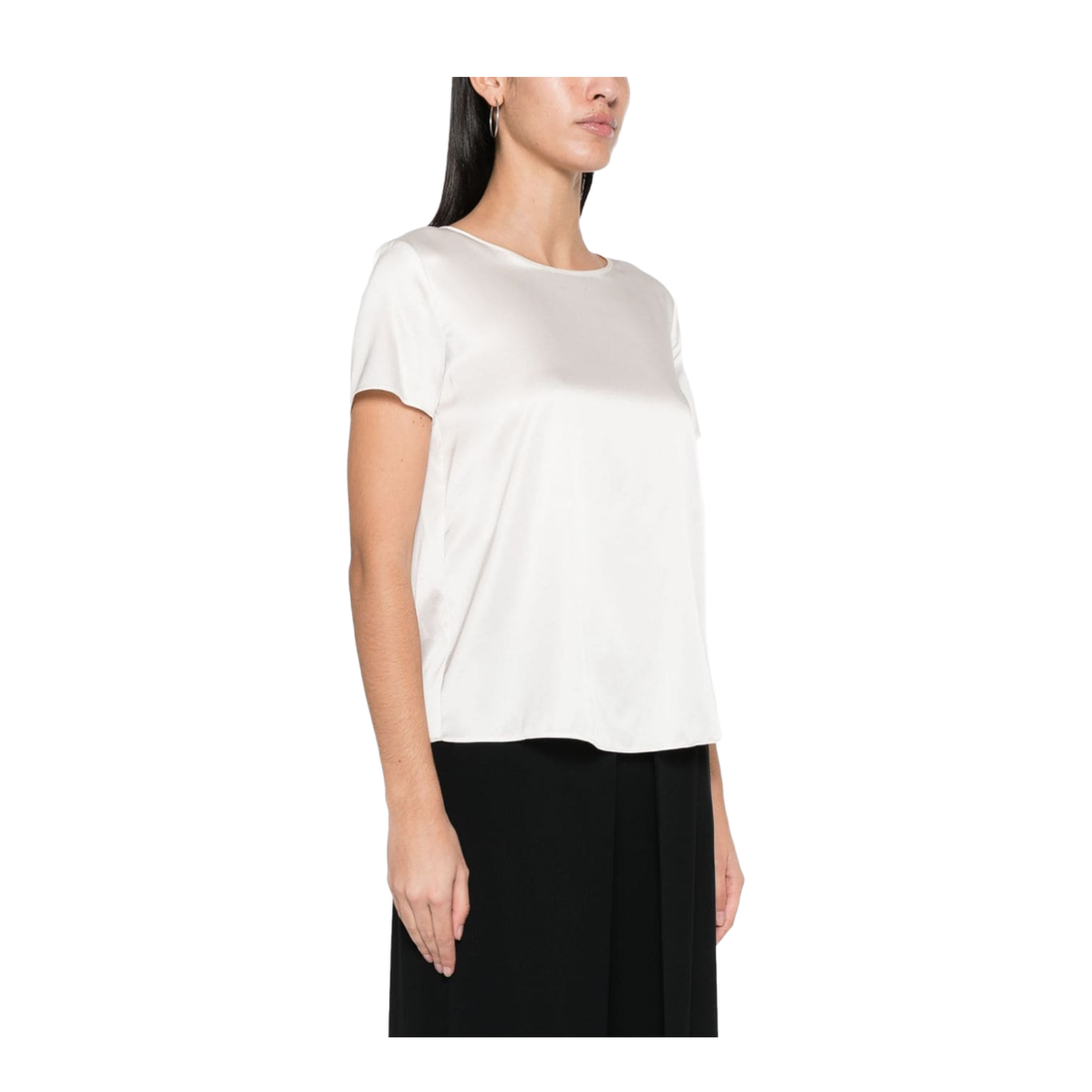White Stretch Silk T-Shirt