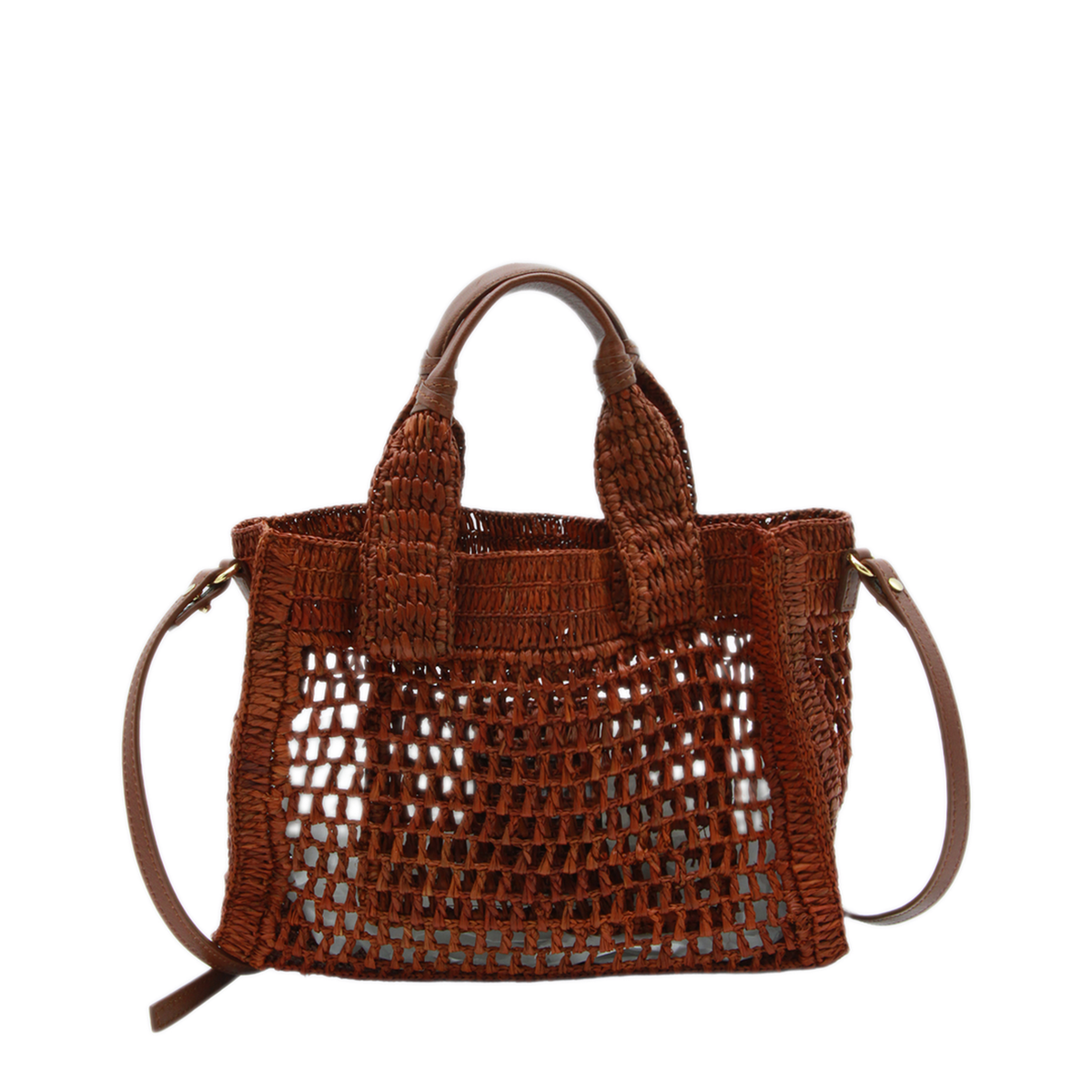 Summer Banana Small Raffia Tote - Clay Brown