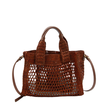 Summer Banana Small Raffia Tote - Clay Brown