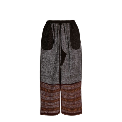 Brown Linen Wide Leg Pant