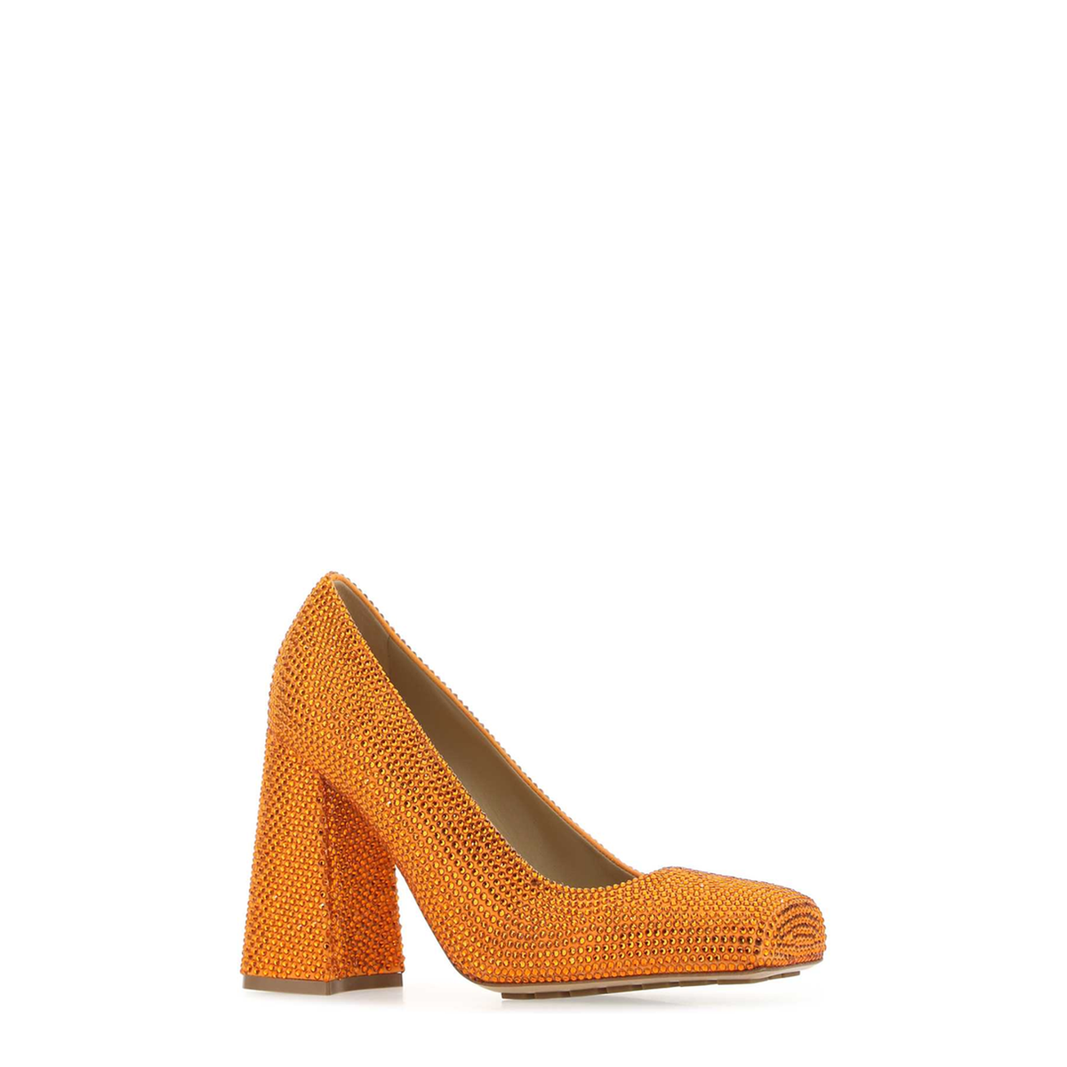 MAYFEYR - Bottega Veneta - Orange Leather And Rhinestones Tower Pumps - 690004V1NV27593