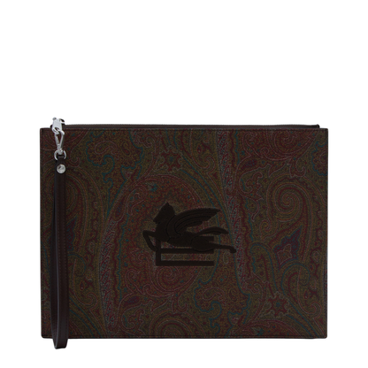 Jacquard Clutch Bag - Brown