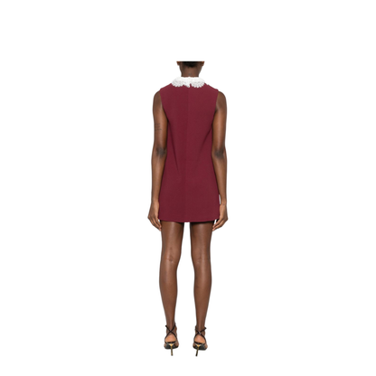 MAYFEYR - Self Portrait - Embroidered Midi Dress With Bow - PF26-001SB-BUBURGUNDY