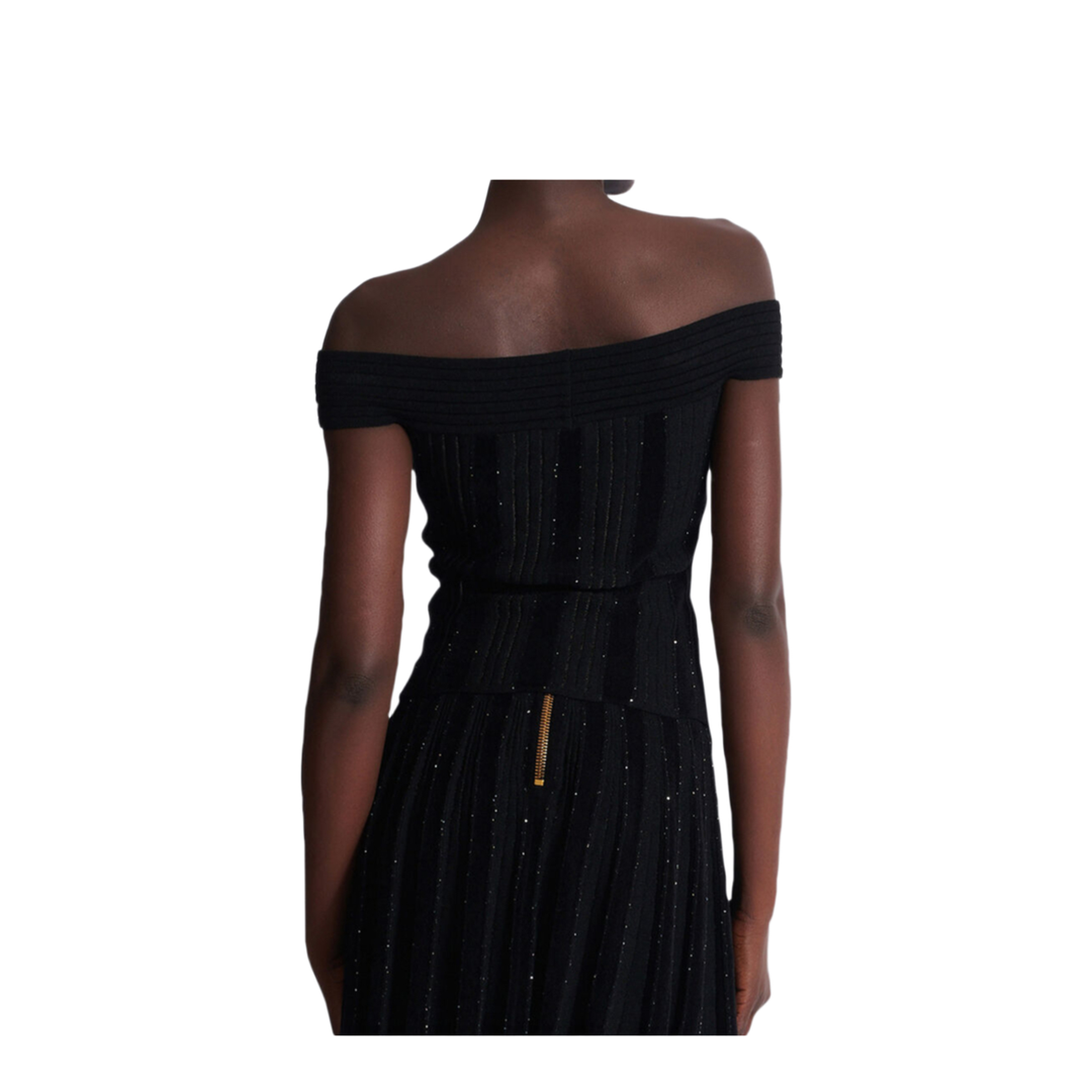 Off Shoulder Glitter Knited Top Black