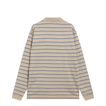 MAYFEYR - Prada - Striped Cotton Piqué Polo Shirt In Desert And Royal - UJL40DOOO19SJF05HE
