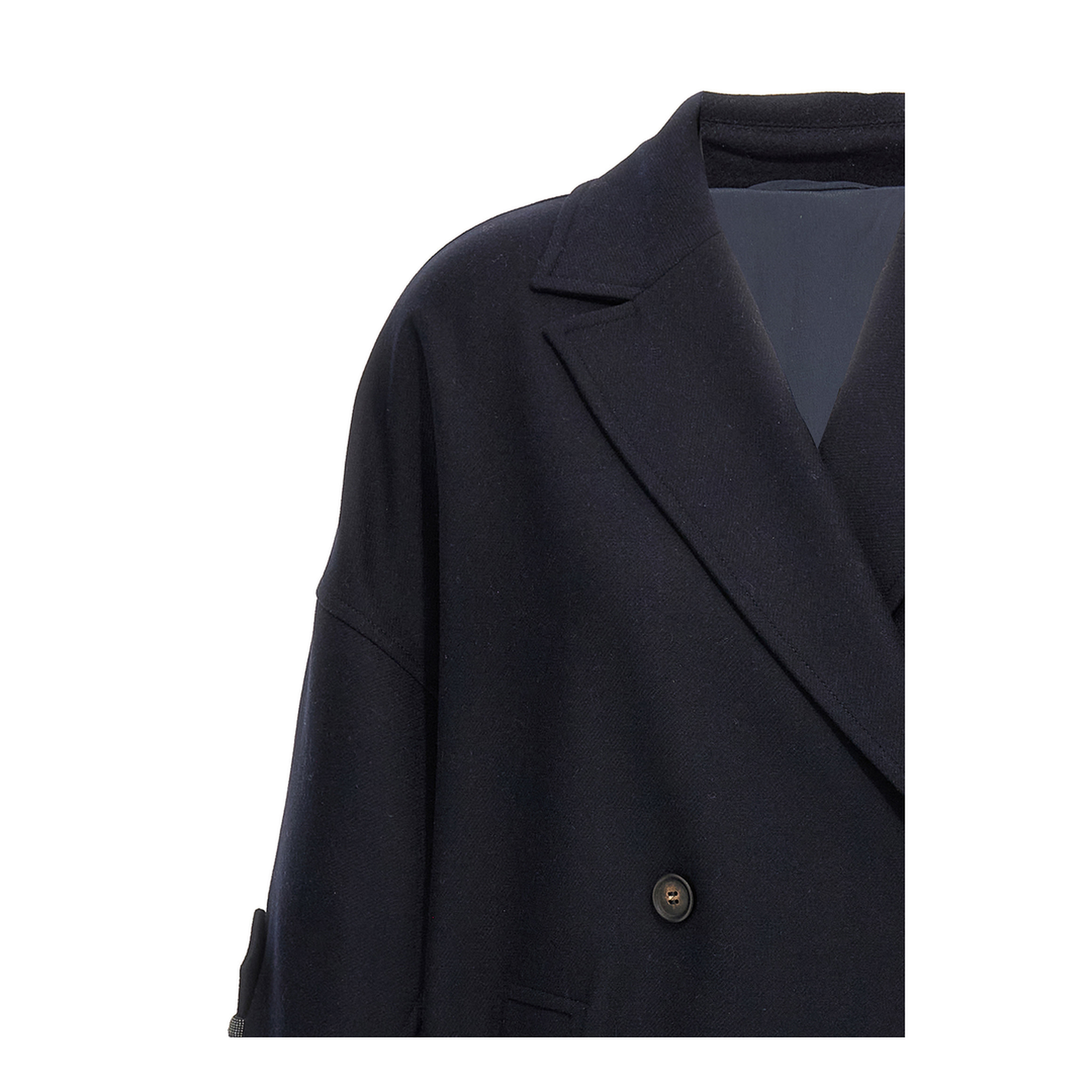 Shiny Cuff Details Caban Coat