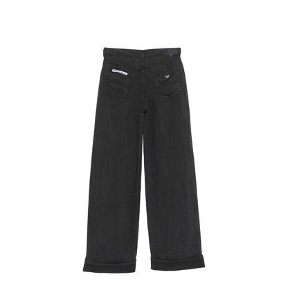 Linen Blend Wide-Leg Jeans