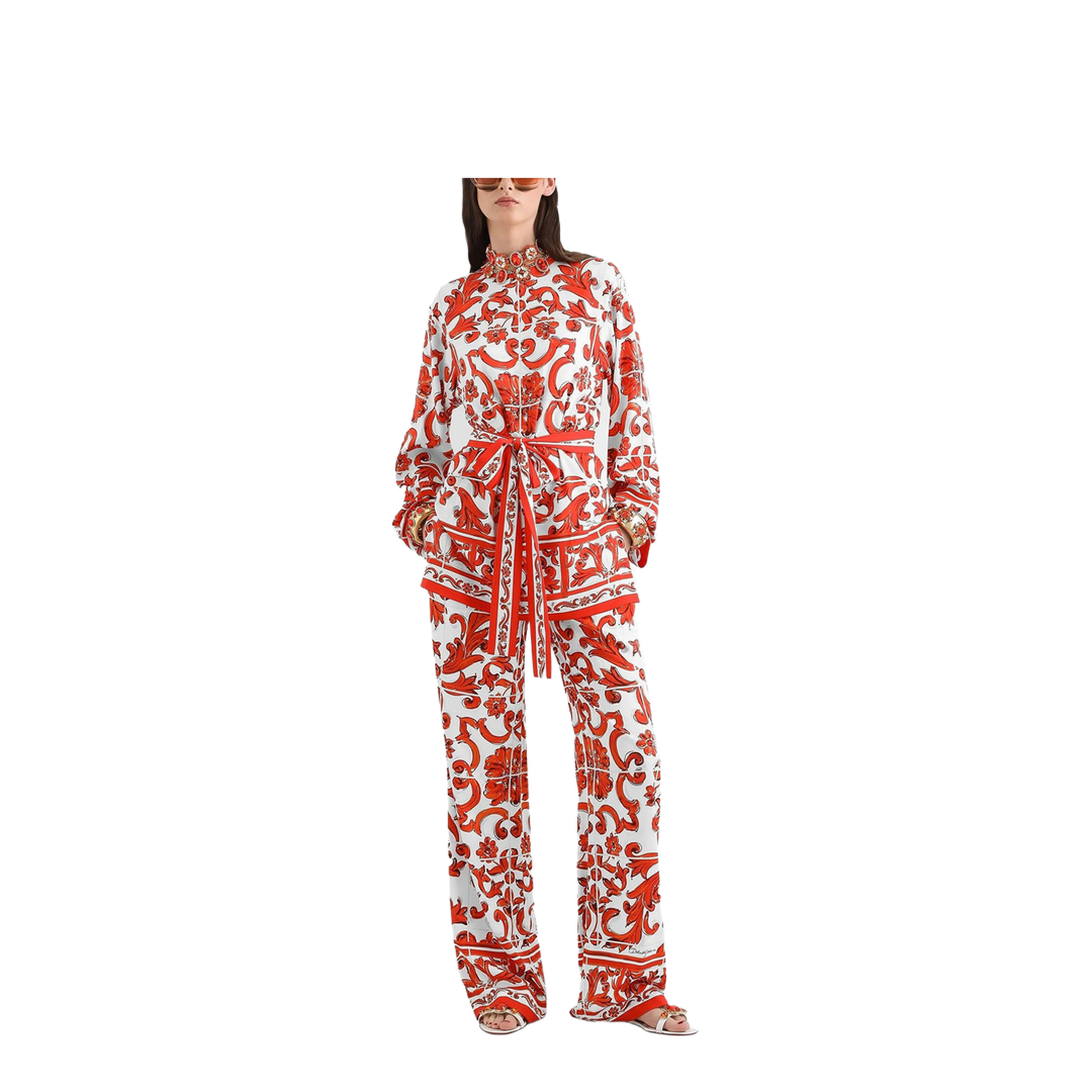 MAYFEYR - Dolce & Gabbana - Majolica-Print Silk Charmeuse Shirt - F7BM9TGDDRJ