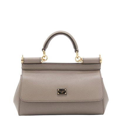 Sicily Mini Calfskin Top Handle Bag - Beige