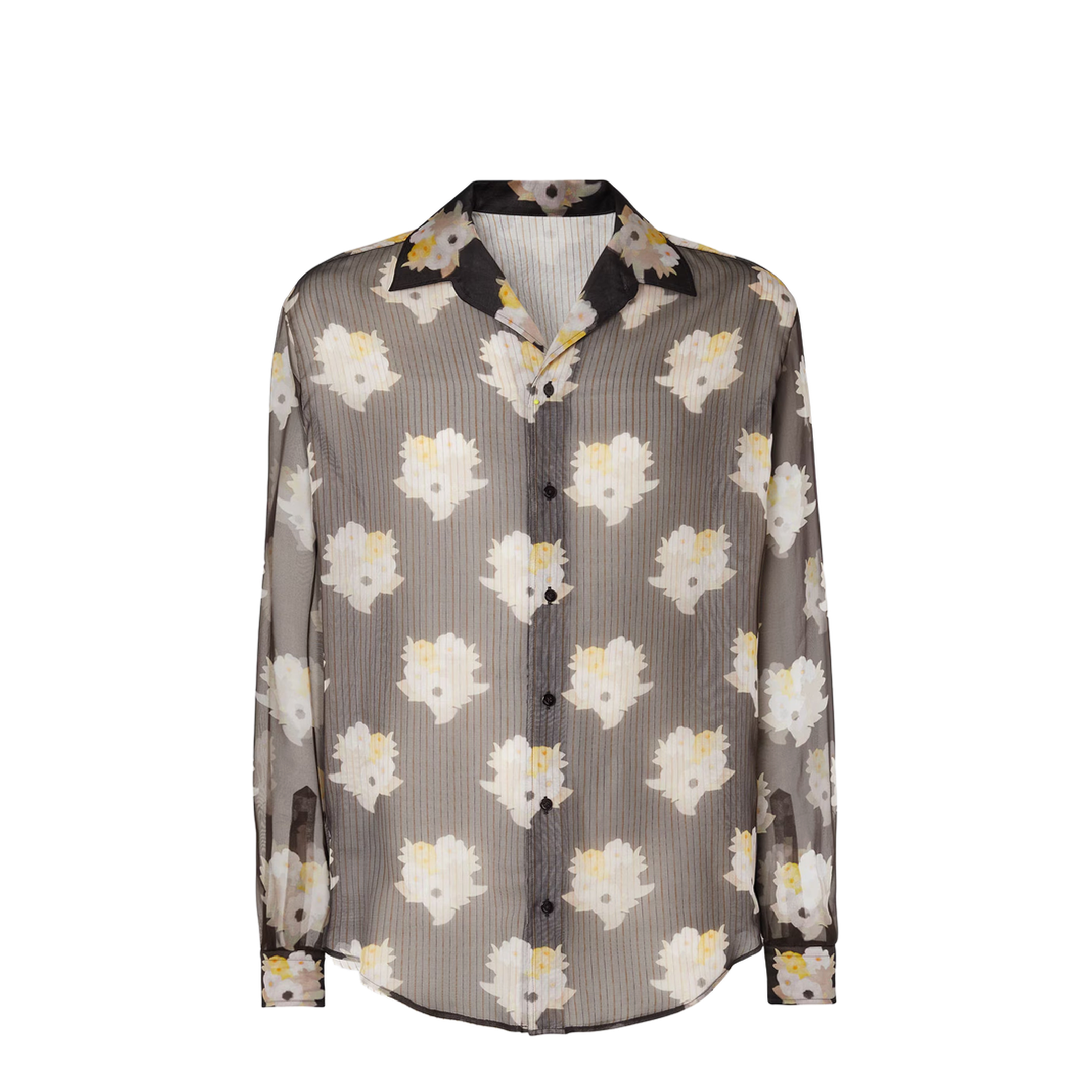 Printed Black Organza Shirt