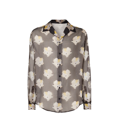 Printed Black Organza Shirt