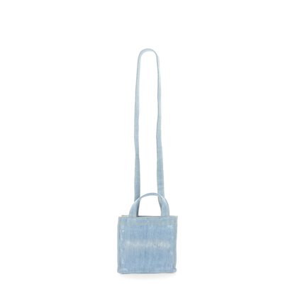 Mini Denim Shopper Bag With Logo