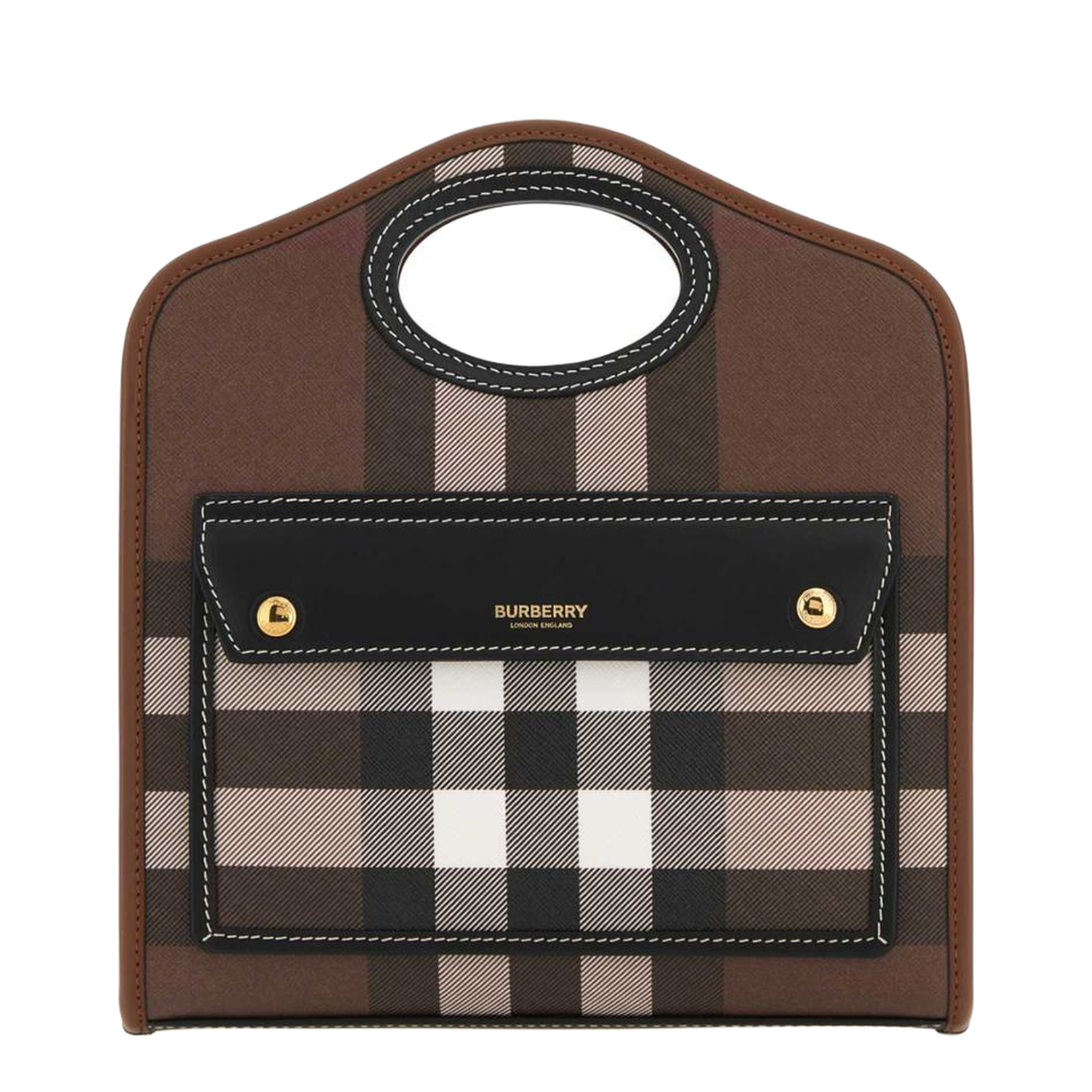 Printed E-canvas and Leather Mini Pocket Bag