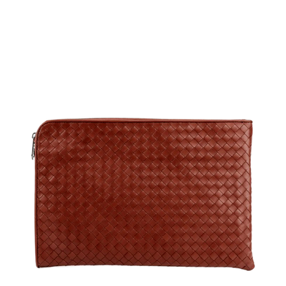 Intrecciato Leather Clutch Bags - Burgundy