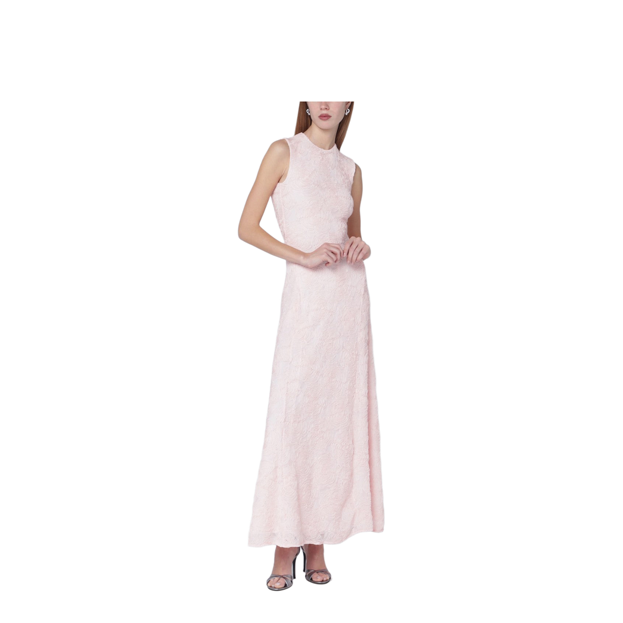 Long Pink Mesh Dress