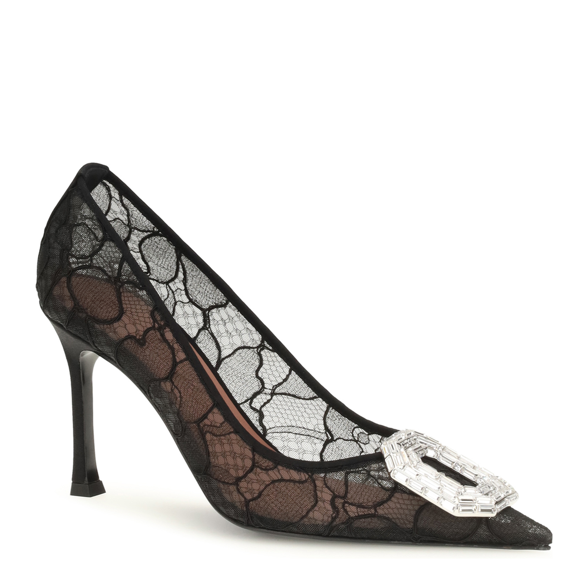 MAYFEYR - Amina Muaddi - Camelia Lace Pumps - 18S366720CAMBLACKLACEB
