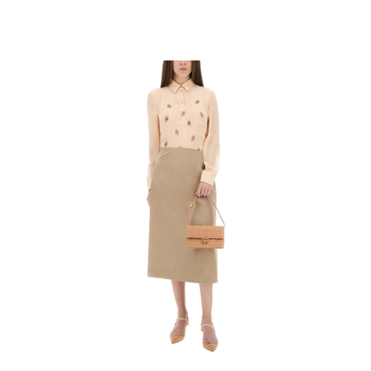 Linen Beige Longuette Skirt